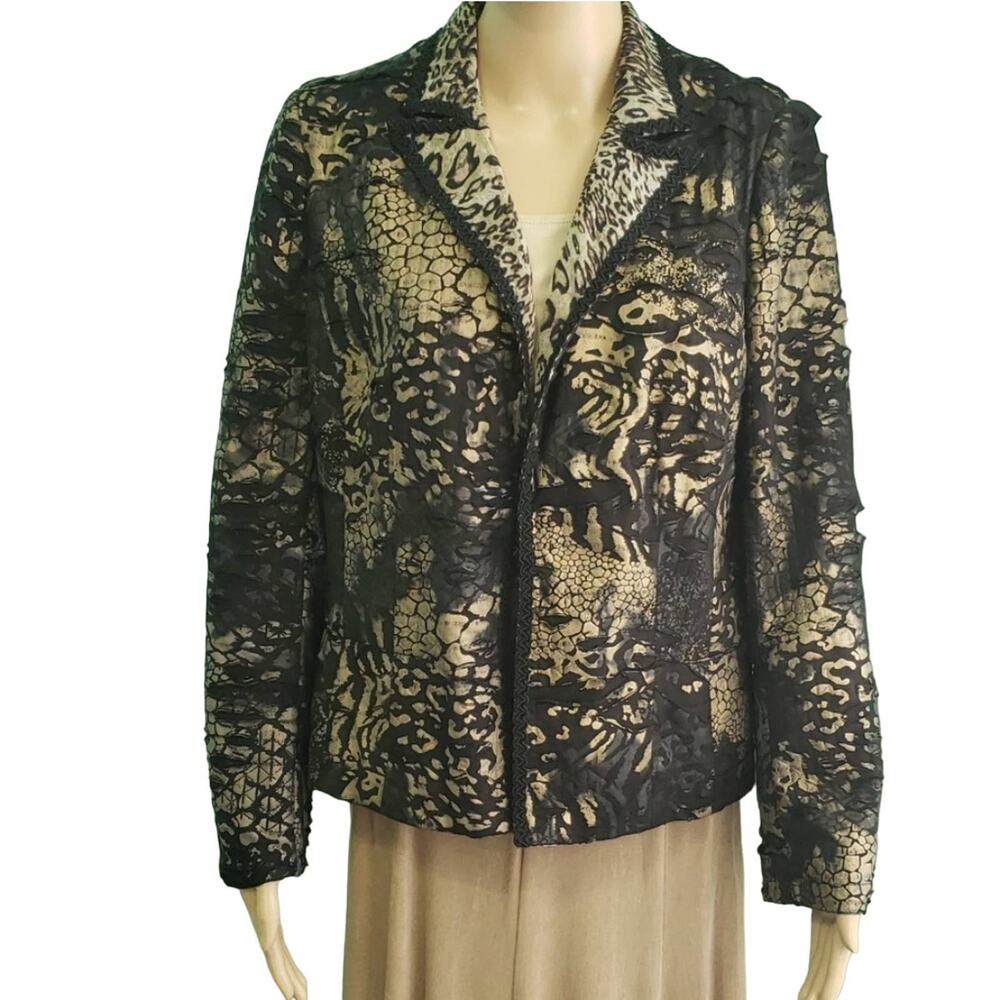 Chico's Animal Print Jacket Size 1
